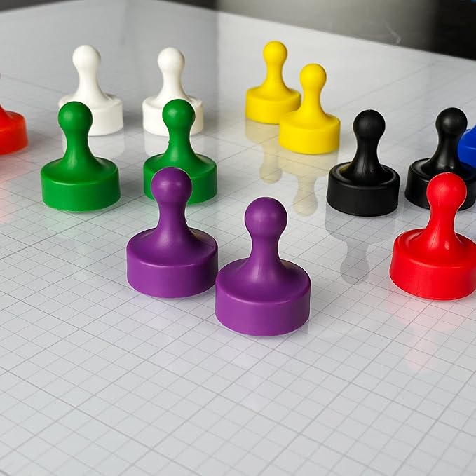 GLASSBOARD STUDIO Powerful Neodymium Magnets, Pawn-Shaped - Strong Fridge/Refrigerator and Whiteboard Magnet, Ideal for Office, Kitchen, Crafts - Rare Earth, Heavy Duty (8, Yellow)