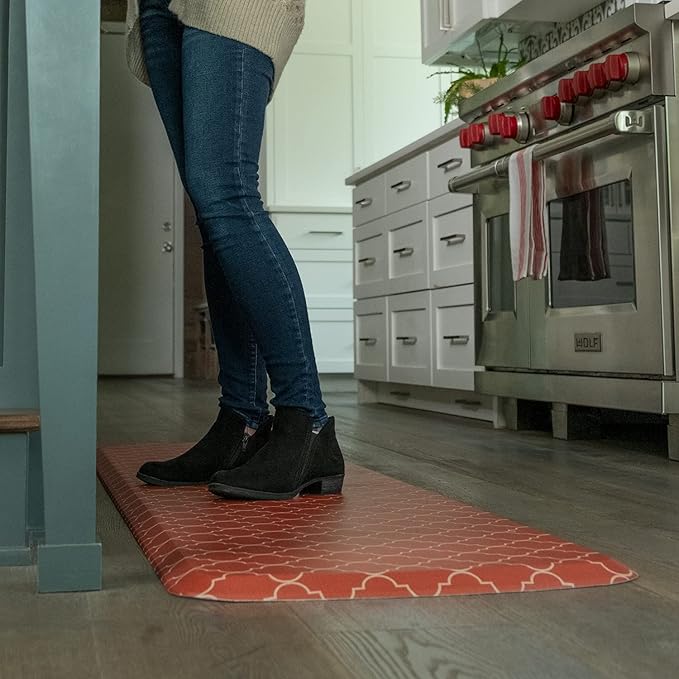 GelPro Elite Premier Anti-Fatigue Kitchen Comfort Floor Mat, 20x72, Trellis Red Chile Stain Resistant Surface with Therapeutic Gel and Energy-Return Foam for Health & Wellness