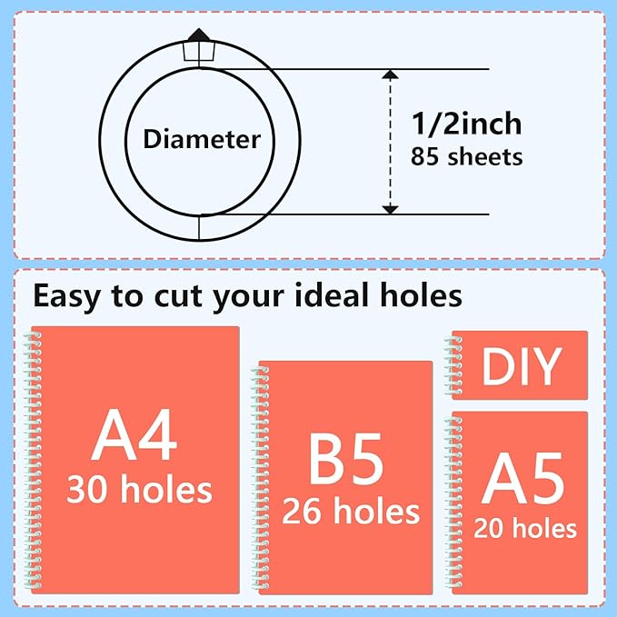 Comb Binding Spines Easy to Open Close Adding Pages for Binding Machine Worklion 1/2 Inch Diameter 30 Ring Plastic Binder Combs and Spines Maximum 85 Sheets 10pieces