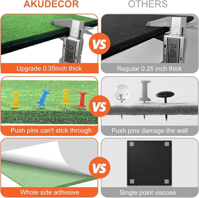 Cork Boards for Walls 48" x 36" Felt Board Alternative, 12 Pack Felt Wall Tiles Bulletin Board, Large Cork Board for Office Pin Board Tack Board Cork Boards