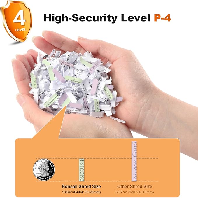 Bonsaii 12 Sheet Paper Shredder for Home Office, Heavy Duty Cross Cut Shredder with 5.5 Gal Pullout Bin, Home Shredder for CDs/Credit Card/Document/Mail, P-4 Security Level