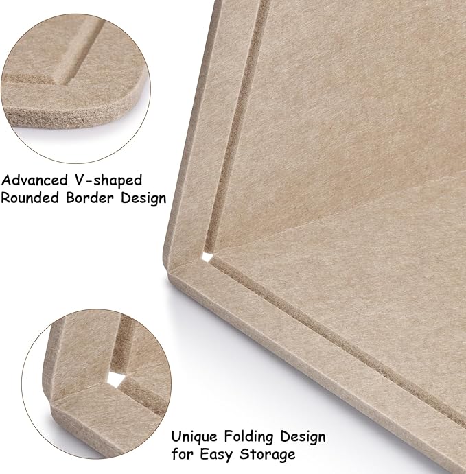 Foldable Large Bulletin Board, 60x36 Inches Cork Board Alternative, Large Felt Board Decorative Pin Board for Wall, Foldable Photo Board Self-Adhesive Vision Board with 36 Pushpins Khaki