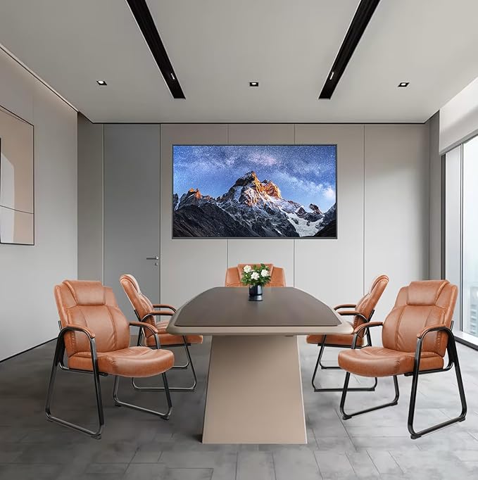 CLATINA Big & Tall 500 lb. Guest Chair, PU Leather Office Reception Chairs with Sled Base, Desk Chair No Wheels for Waiting Room Conference Lobby Computer Living Room, Brown