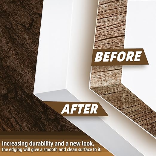 GSCIT Club White Edge Banding, 3 inch x 25ft Melamine Edge Banding with Hot Melt Adhesive Preglued Cabinet Edge Banding Flexible White Veneer Edging