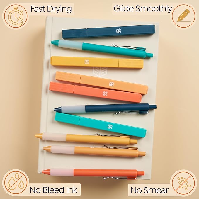 BLIEVE Aesthetic Highlighters and Gel Pens And Soft Tip, No Bleed Dry Fast Easy to Hold, for Bible Journaling Planner Notes School Office Supplies (Vintage)