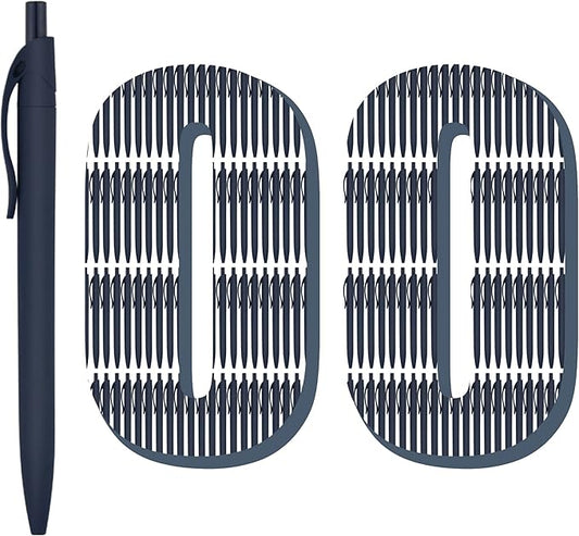 Deegtran 100 Pack No Bleed Blue Barrel Click Pens, Wholesale Retractable Ballpoint Pens, Medium Point, Smooth Ink, 1.0MM Black Ink