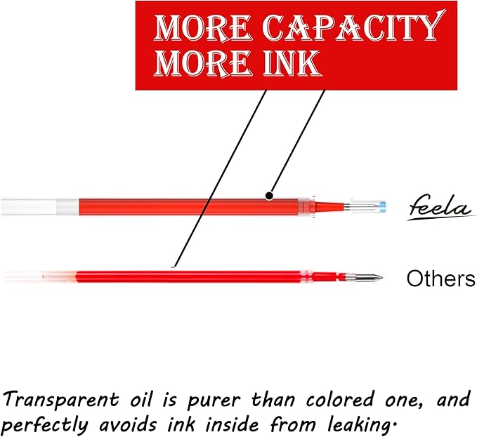 feela 30 Pack Retractable Red Ink Gel Pens Set Medium Point 15 Piece Fine Point Gel Pen with 15 Refills for Smooth Writing