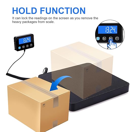 Digital Shipping Scale, 5g High Accuracy 440 lb Postal Scale with Hold and Tare Functions for Parcels/Luggage/Home, Silicone Surface, Extended LCD Display, Batteries and AC Adapter Included