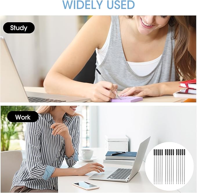 0.7 mm Ballpoint Ink Twist Pen Refills, 15 Pcs Medium Point Metal Smooth Writing Replaceable Ink Refill, Stationery Compatible for Cross Ballpoint Replacement (4.6in M) (Black, 15)