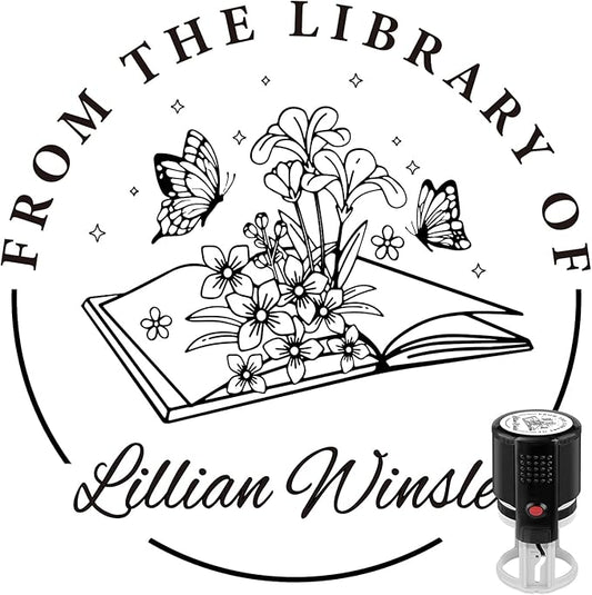 Custom Self-Inking Stamps | Personalized Book Stamp Gift for Book Lovers | 5 Ink Colors (Style13)