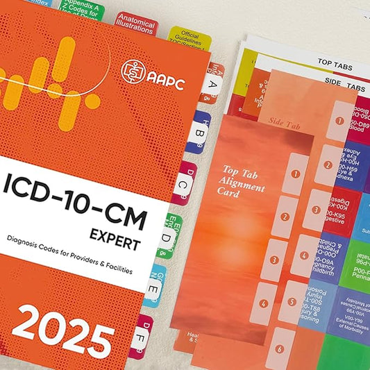 Index Tabs for ICD-10-CM Code Book 2025 AAPC Version, Upgraded Book Tabs, Color-Coded Medical Coding 2025, Laminated & Repositionable Tabs with Alignment Guide & Blank Tabs (Codebook Not Included)