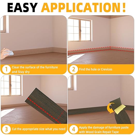 GSCIT Club Wood Grain Repair Tape, 2.3 inch X 15ft Self Adhesive Brown Walnut Grain Repair Patch for Tables, Chairs, Baseboards, Doors, Windows, Floors, Handicraft DIY.