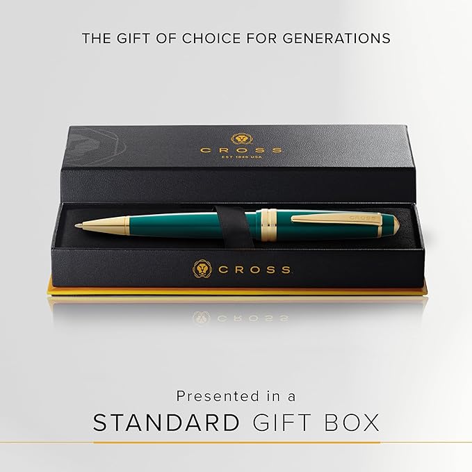 Cross Bailey Light Refillable Ballpoint Pen Presented in a Everyday Gift Box - Medium Point, Black Ink, Polished Green