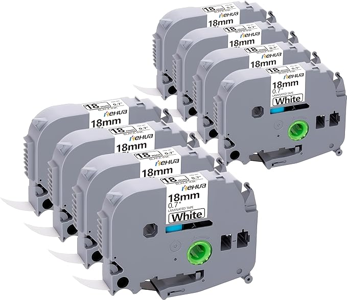 Hehua Compatible 8PK TZe TZ Tape 18mm 0.7 Laminated White Label Replacement for Brother Label Maker Tape TZe-241 TZe241 TZ-241 for P Touch PTD400 PTD600 PTP750W PT1880, 3/4 X 26.2ft, Black on White