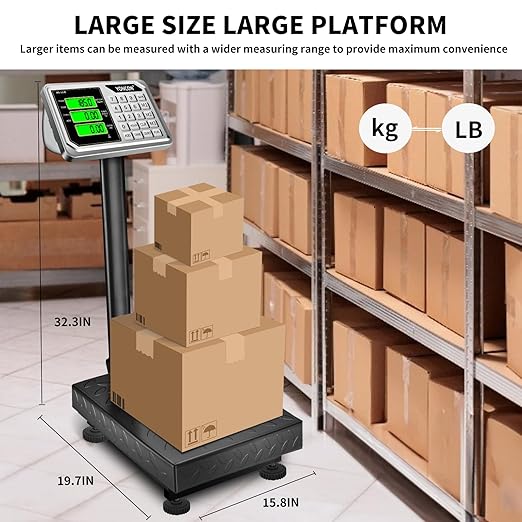Digital Industrial Platform Scale for Packages, 661lb Weight Shipping Scale, 0.1LB Super Accuracy Commercial Scale for Luggage, Shipping, A6-300 Postal Scale with Price Computing, Kg/LB, LCD, Adapter