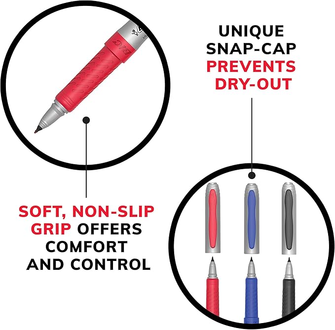 BIC Intensity Blue Permanent Markers, Ultra Fine Point, 12-Count Pack of Blue Markers With Non-Slip Grip for Comfort and Control