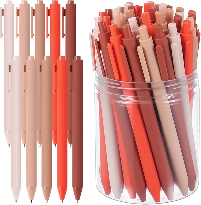 Crtiin 50 Pcss Gel Ink Pens Bulk Black Ink, Smooth Writing Cute Colorful Pens for Back to School First Day of School Teacher Student Server Office Supplies Staff Party Favor Gifts (Orange Series)