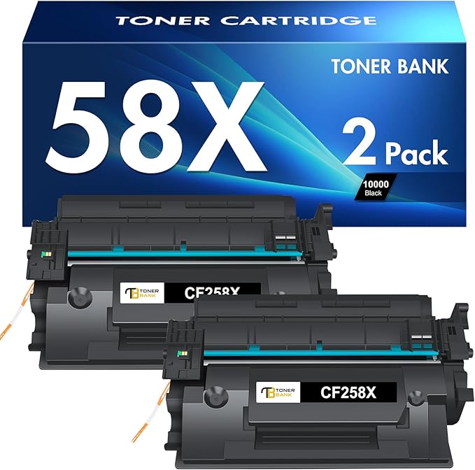 CF258X 58X Toner Cartridge Black High Yield 58A Compatible Replacement for HP 58X CF258X 58A CF258A Toner Cartridge for HP Laserjet Pro M404n M404dn MFP M428fdw M428fdn M428dw Printer Ink 2 Pack
