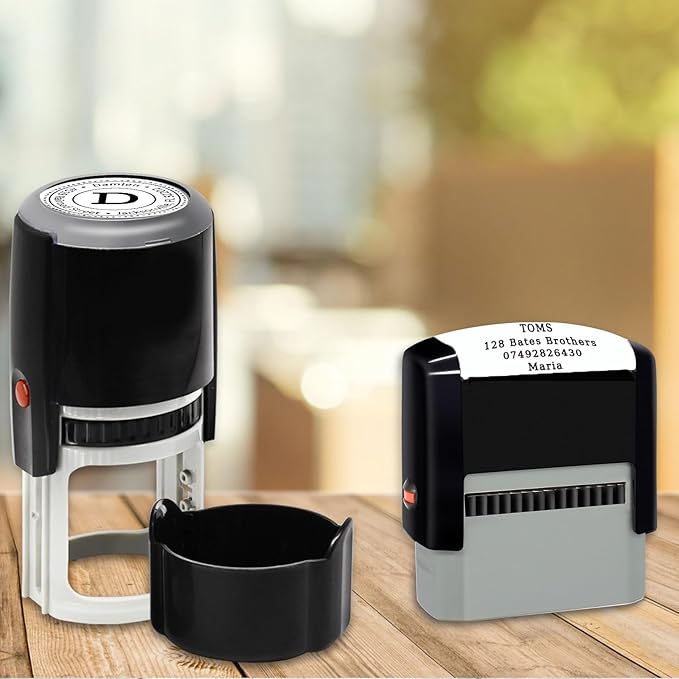 Custom Round Stamp Personalized Self-Inking Rubber Stamps Customized Business Label Stamp Return Address Rubber Office Name Text Logo 4 Ink Color