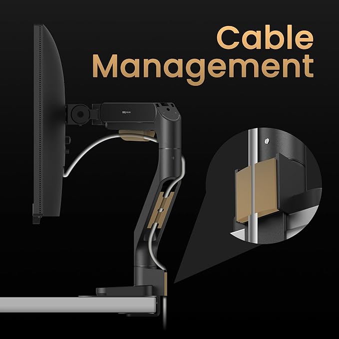 BenQ BDH01 Dual Monitor Arm -Gas Spring Monitor Stand for 2 Screens Up to 35'' & 44lbs, Heavy Duty, Quick Installation, No Sagging, Top Clamp and Grommet Base, Reinforcement Plate, VESA 75x75 &100x100