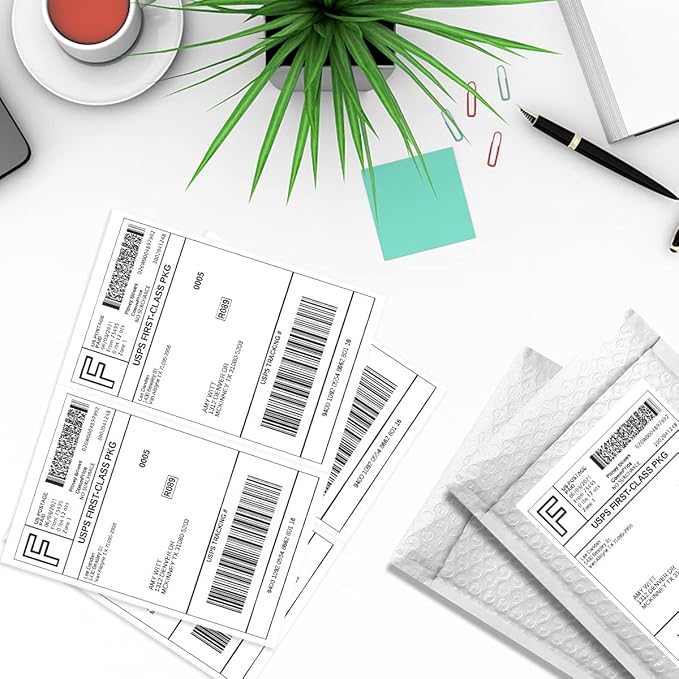 Half Sheet Laser/Ink Jet Shipping Labels UPS FedEx Address Labels (2000 Sheets, 4000 Labels)