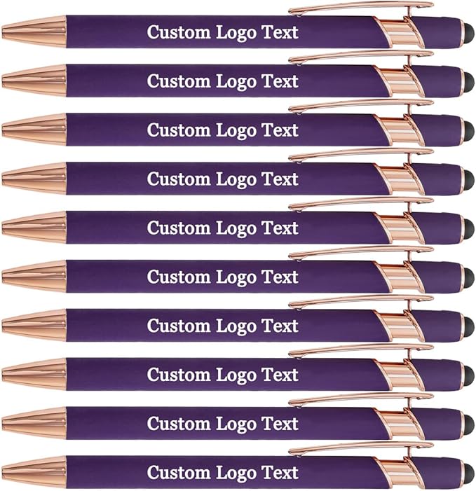 Custom Engraved Ballpoint Pens Bulk, Personalized with Name/Logo, Black or Blue Ink, Smooth Writing for Office, School, Business, Church, Reunion Purple 50 Pcs