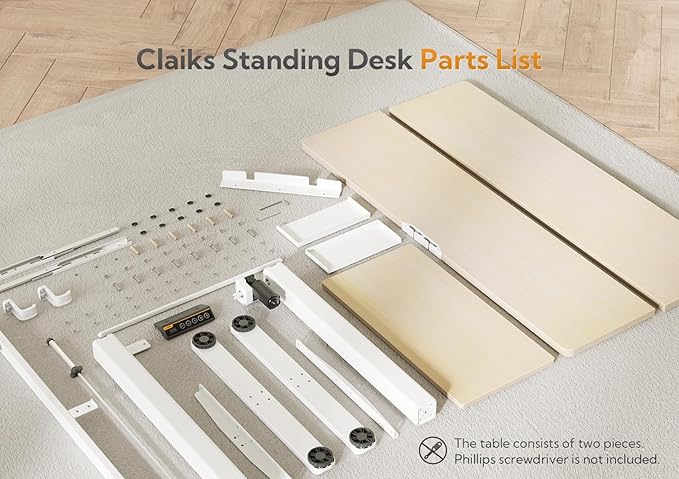 Claiks Standing Desk with Keyboard Tray, Electric Standing Desk Adjustable Height, 48x24 Inches Sit Stand up Desks with Splice Board, Raising Desks for Home Office, Natural