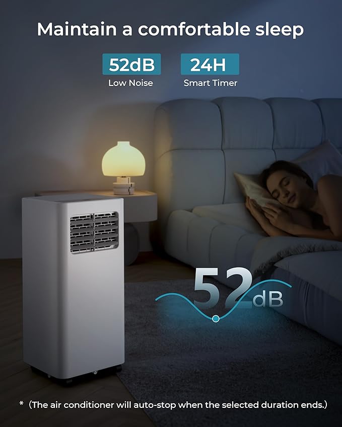 EUHOMY Portable Air Conditioners 8,000 Btu, 3 in 1 Portable Cooling AC with Dehumidifier, Fan, Sleep Modes, AC Unit with Remote Control & 24H Timer for Bedroom, Rooms, Apartments up to 350 Sq.Ft.