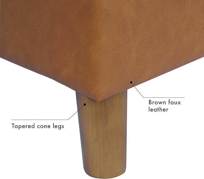 Home Decor | Dinah Collection Modern Storage Ottoman | Ottoman with Storage for Living Room & Bedroom(Carmel Faux Leather)