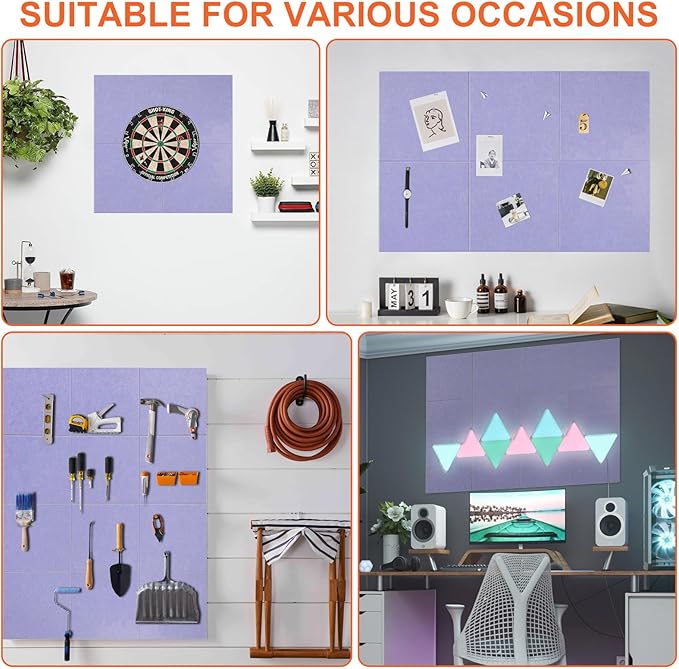 Cork Boards for Walls 48" x 36" Felt Board Alternative, 12 Pack Felt Wall Tiles Bulletin Board, Large Cork Board for Office Pin Board Tack Board Cork Boards