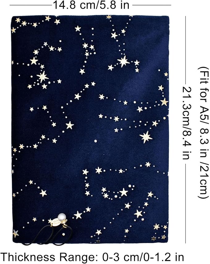 BLBMH A5 Book Covers for Paperbacks Book Cover Fit for 5.5x8.3 inch Adjustable Book Jacket Cover for A5 Diary Books Fabric Softcover Protector for Notebook - Velvet Blue 8.3in