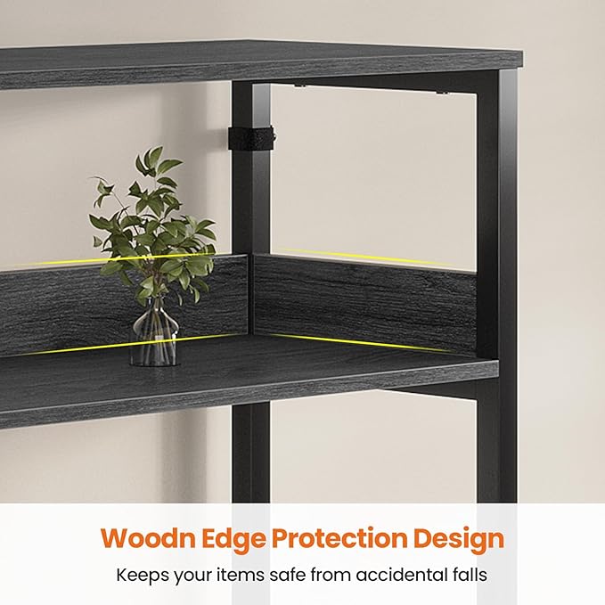 Bookshelf with 8 Fabric Drawers, 7-Tier Bookcase with Baffles Display Shelves, Industrial Large Book Shelf for Living Room Home Office, Grey