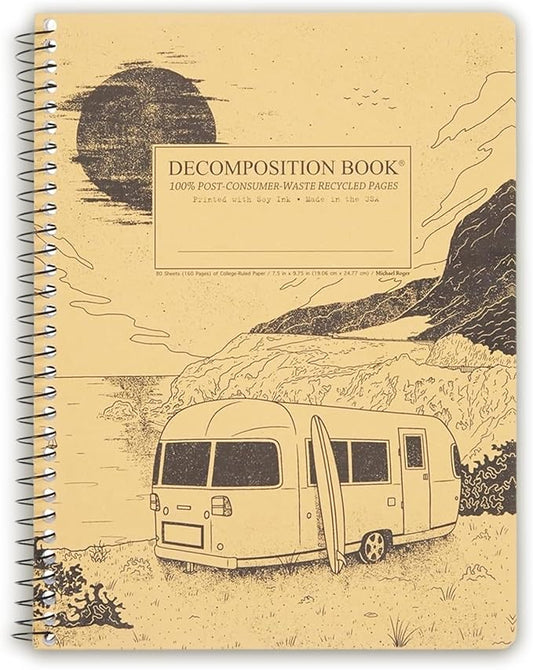 Decomposition Big Sur College Ruled Spiral Notebook - 9.75 x 7.5 Journal with 160 Lined Pages - 100% Recycled Paper - Notebooks for School Supplies, Home & Office - Made in USA