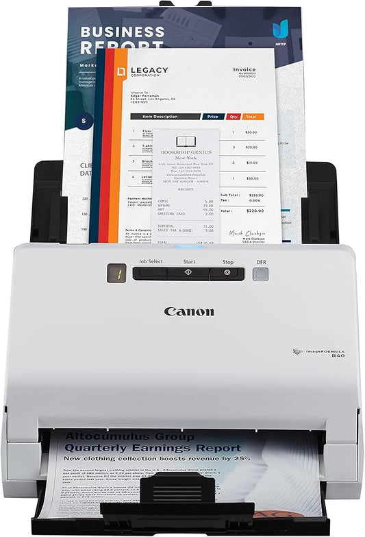 Canon imageFORMULA R40 Office Document Scanner Receipt Edition, for PC and Mac, Scan & Extract Data to QuickBooks Online, Color Duplex Scanning, Auto Document Feeder, Easy Setup for Office Or Home Use