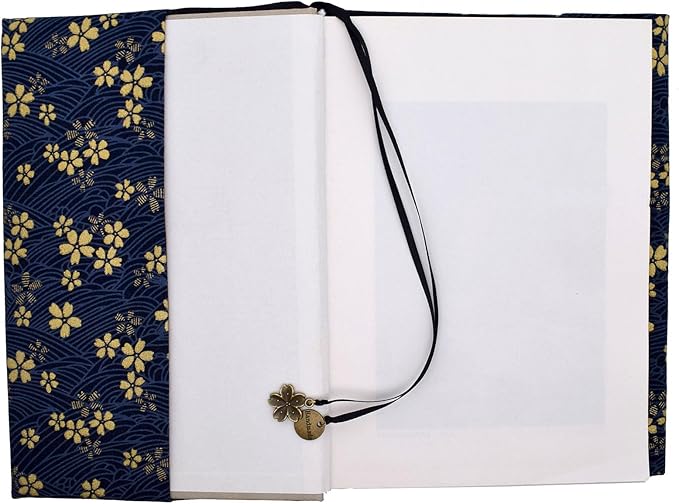 BLBMH 5.5x8.5 inch Book Covers for Paperbacks Adjustable Book Cover for Women Book Lovers Gifts Bible Novels Journal Soft Cloth Protector - Blue Sakura 8.5in