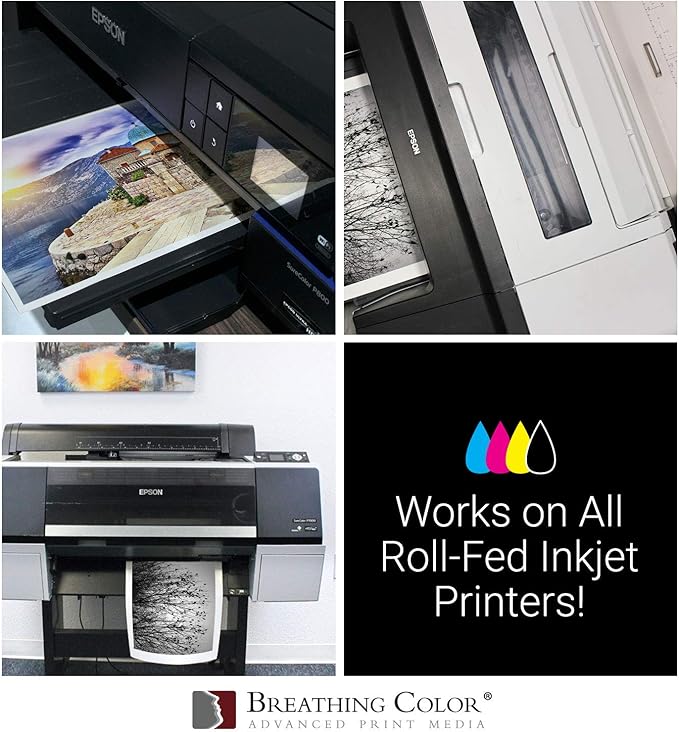 Elegance Velvet 24 in x 40 ft roll is a Premium Matte 310 gsm, Cold Pressed Bright White Museum Grade Fine Art Inkjet Paper, Compatible with Most Dye-Based and Pigment Printers