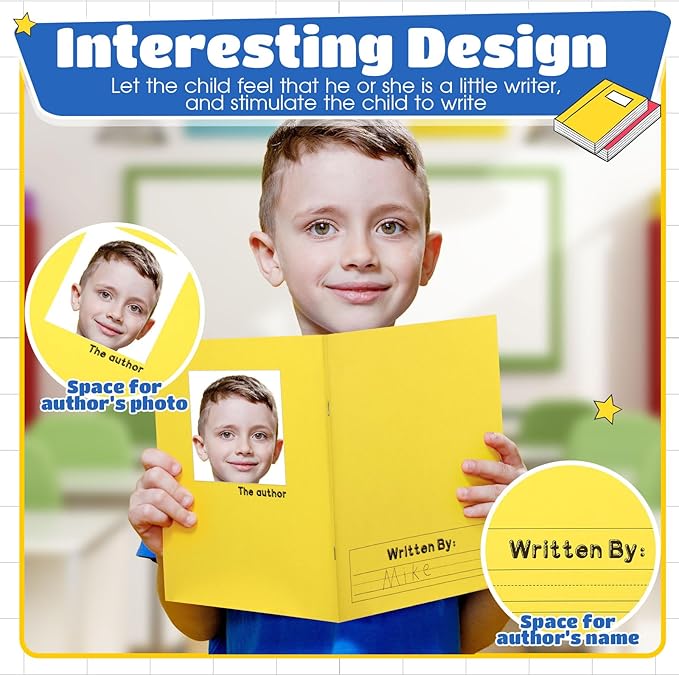 Henoyso 6 Pcs Primary Composition Notebook K-2 9 3/4 x 7 1/2 Inch Primary Journal, Back to School Supplies, Bulk Blank Writing Book for Kid to Write Draw Journal 60 Page Notebooks (Colorful)