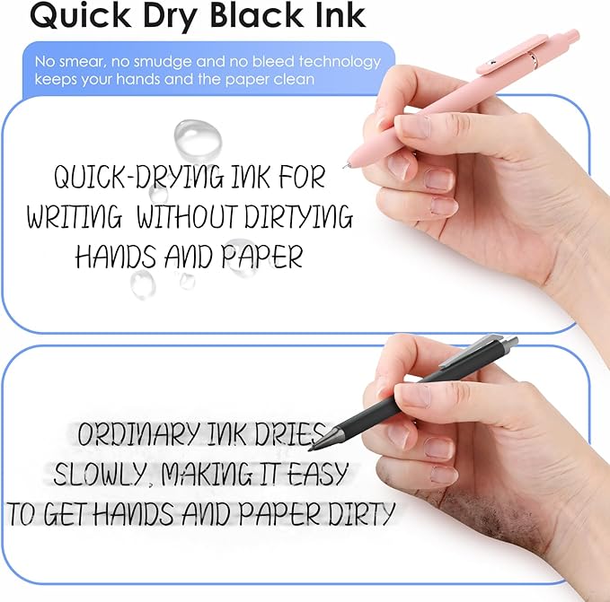 Gel Pens, 10pcs 0.5mm Gel Pens Cute Black Ink Fine Point Pens With Smooth Writing, Quick Dry Pens For Journaling,Teacher Work Desk Accessories Office School Supplies for Men Women Student