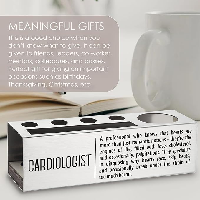 Cardiologist Definition Gifts for Women, Men, Cardiologist Office Supplies Desk Decor Stainless Steel Pen Pencil Holders WCC45