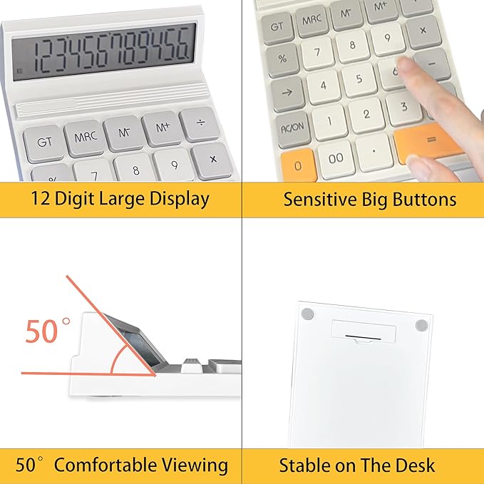 Desk Calculators, Benkaim Desktop Calculator, Big Button Calculator with12 Digit Large Display for Office, Home & Business Use