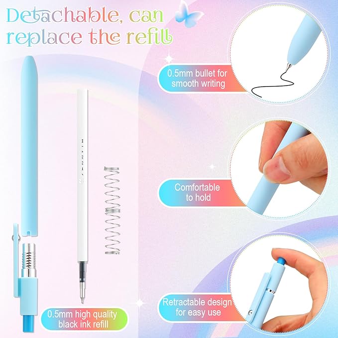 Epakh Gel Pens, 10 Pcs 0.5mm Quick Dry Black Ink Fine Point Smooth Writing Pens High End Series Retractable Aesthetic Ballpoint for Office School Supplies Women Men Gifts(Macaron Color,Classic)