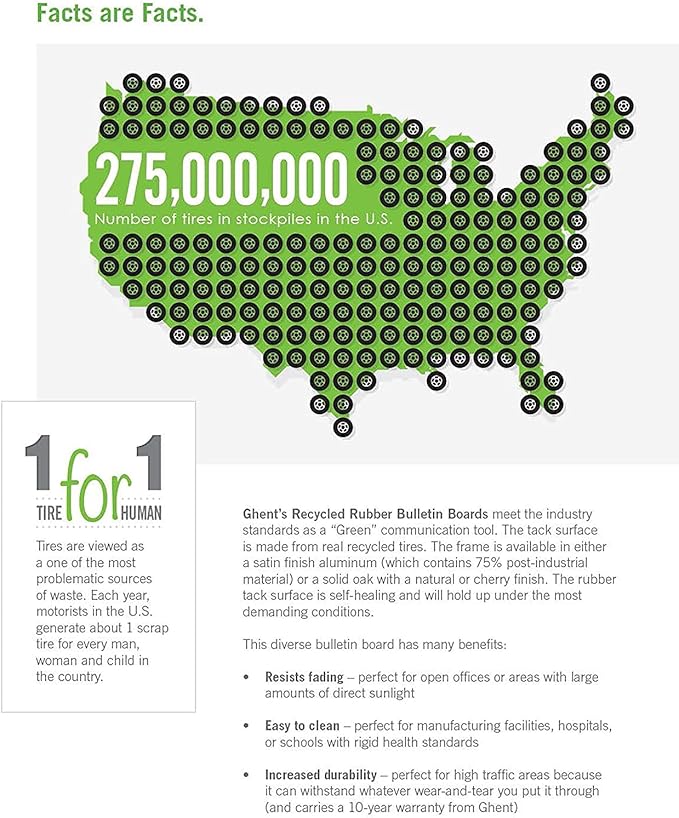 Ghent 48" x 96" 3-Door indoor Enclosed Recycled Rubber Bulletin Board, Shatter Resistant, with Lock, Satin Aluminum Frame,Confetti (PA34896TR-CF)-Made in USA