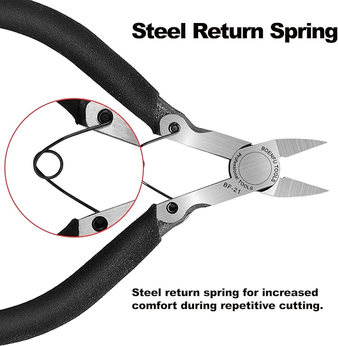 BOENFU 5 inch Precision Flush Cutters Multi-functional Wire Snips, Ideal for Model, Electronics, Sprue Cutting, and All Precision Cutting Tasks