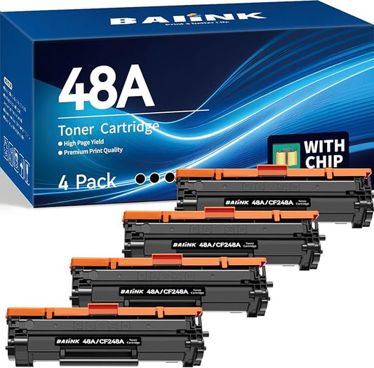 Compatible 48A Toner Cartridge Replacement for HP 48A Toner Cartridge Black CF248A Compatible with HP Pro M15w M15a M16w M16a MFP M28w M28a M29w M29a Printer (4 Black)
