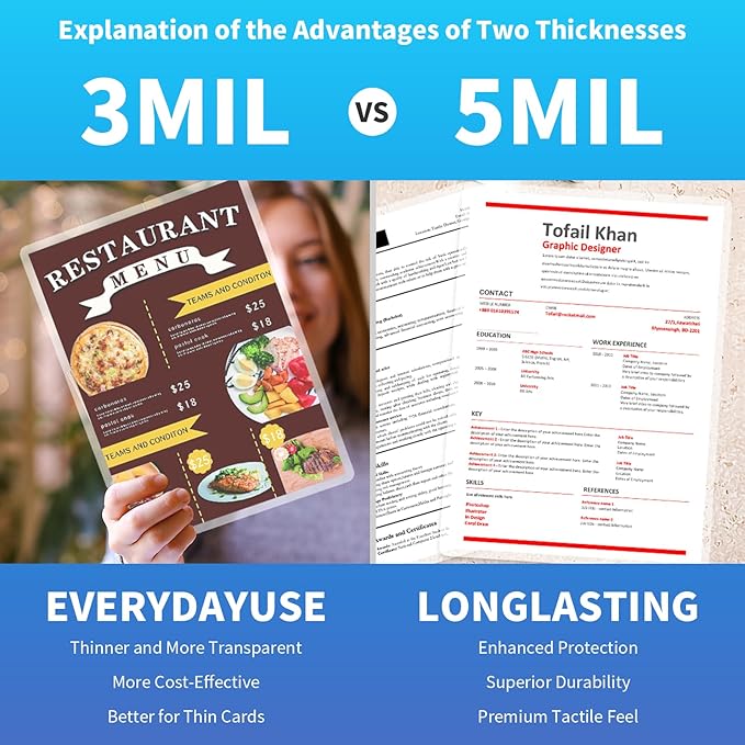 Clear Thermal Laminating Pouches – 9 x 11.5 Inch, 5 mil Thick (200 Pack) – Professional-Grade Lamination Sheets for Documents, Photos & Crafts – Fits 8.5 x 11 Letter Size Paper - [5mil 200 Packs]