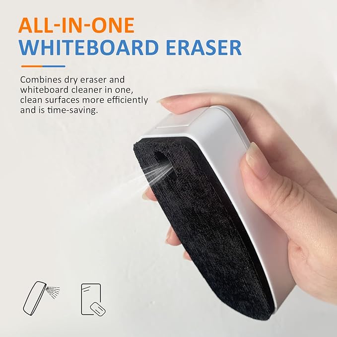 Dry Erase Markers for Black Glass Board, 2-in-1 Magnetic Chalkboard Spray Eraser & Washable Reversible Dual Tip Liquid Chalks - Bullet & Fine Point for Window Acrylic Refrigerator