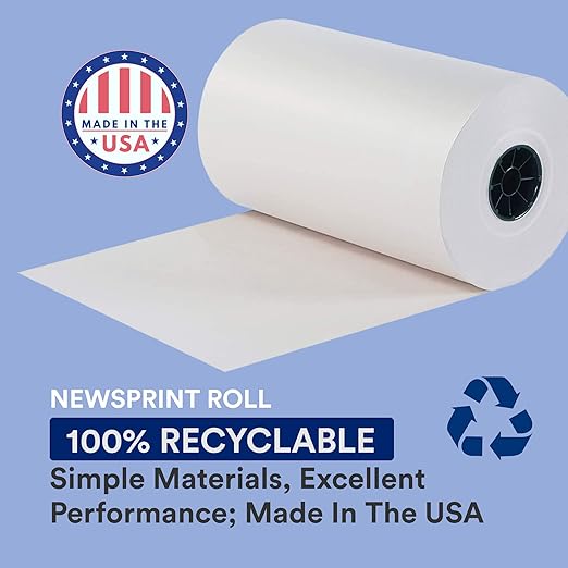 BOX USA Packing Paper Roll 1440'L x 48"W - 1,000 Sheets 17” Long Equivalent - Large White Newsprint for Shipping, Packaging, Storage and Moving Supplies