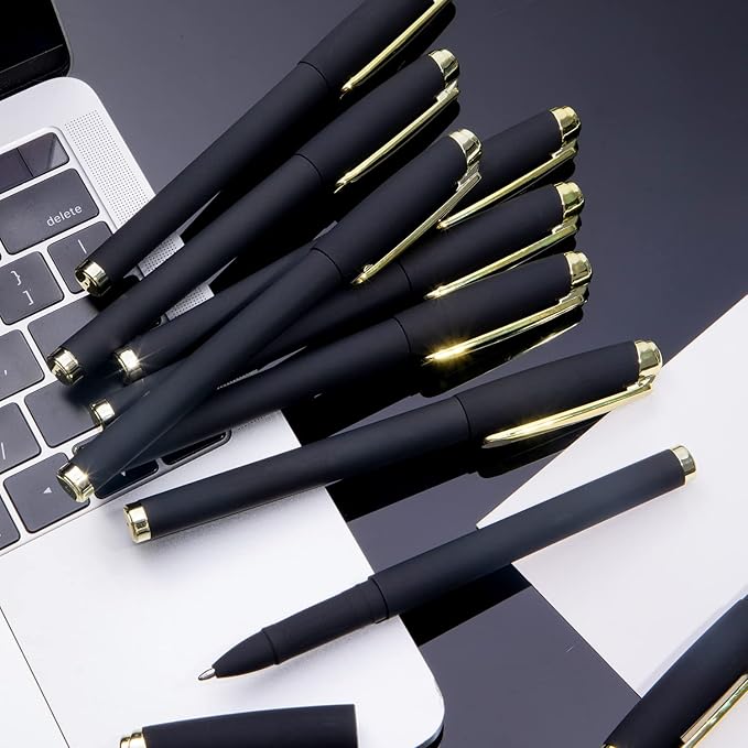 Black Ink Gel Pens, 1.0 mm Bold Point Pens,With Large Ink Cartridge,12 Pack, (GP-3361)