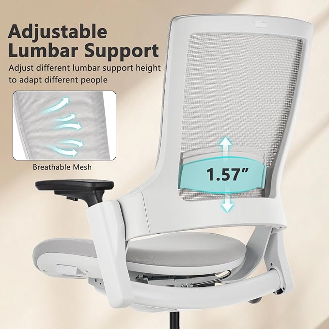 CLATINA Office Chair Swivel Executive Chair, Adjustable Ergonomic Computer Chair with 3D Armrest and Lumbar Support, Mesh Backrest Task Chair for Home Office Conference Room Studio, 2 Pack