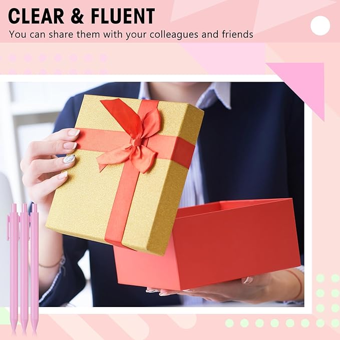 Fulmoon 25 Pcs Ballpoint Pens Bulk Retractable Comfortable Writing Pens Cute Back to School Supplies in Medium Point 1.0 mm for Teacher Student Bridal Shower Baby Shower (Light Pink)